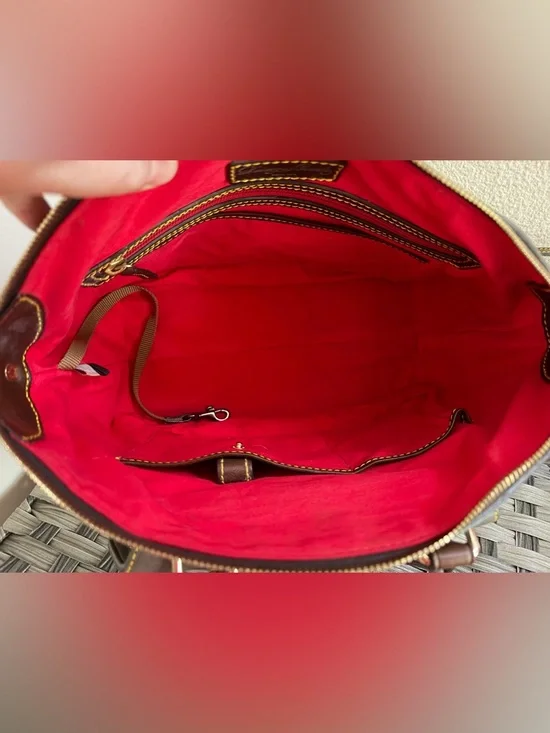 Dooney & Bourke Gray Pebbled Leather Satchel with Brown Trim - Picture 5 of 16